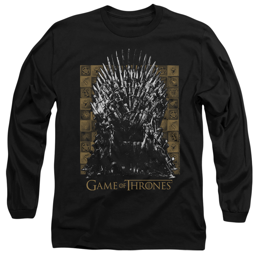 GOT100-AL-5 Game of Thrones Iron Throne Adult Long Sleeve T-Shirt, Black - 2X
