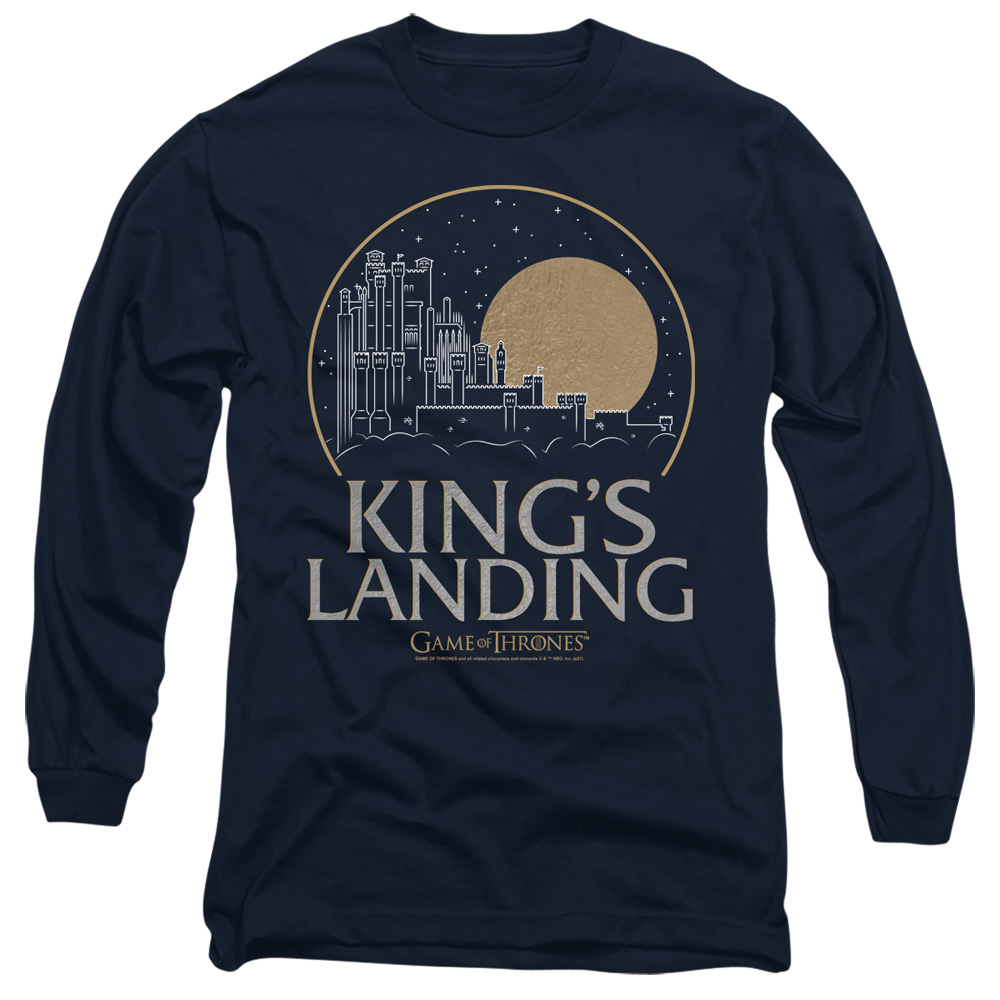 GOT123-AL-4 Game of Thrones Kings Landing Adult Long Sleeve T-Shirt, Navy - Extra Large