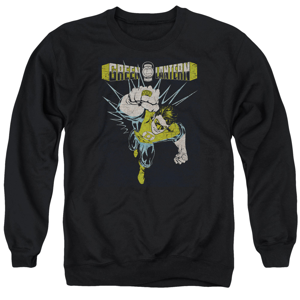 GL356-AS-2 Green Lantern Powerful Adult Crewneck Sweatshirt, Black - Medium
