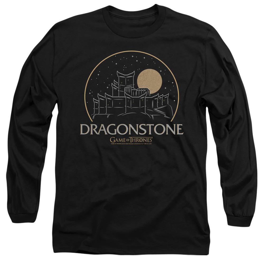 GOT122-AL-2 Game of Thrones Dragonstone Adult Long Sleeve T-Shirt, Black - Medium