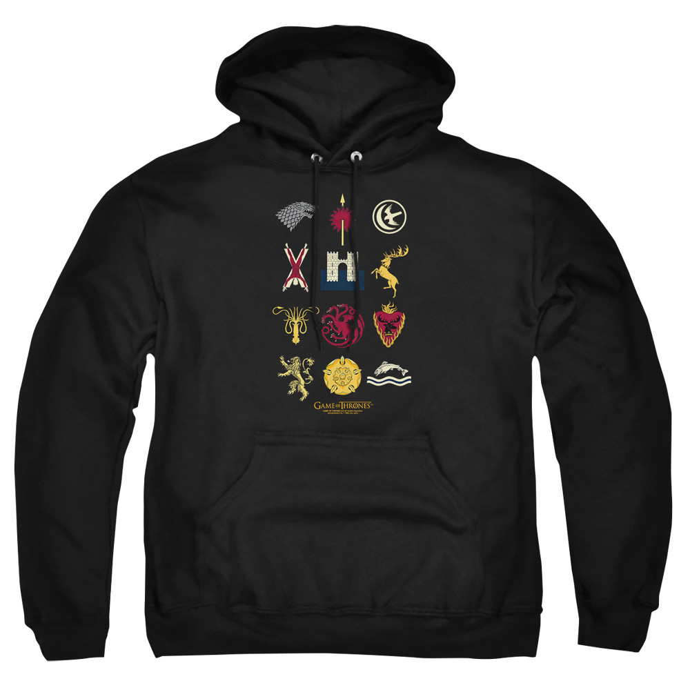 GOT221-AFTH-4 Game of Thrones House Sigils Adult Pullover Hoodie, Black - Extra Large