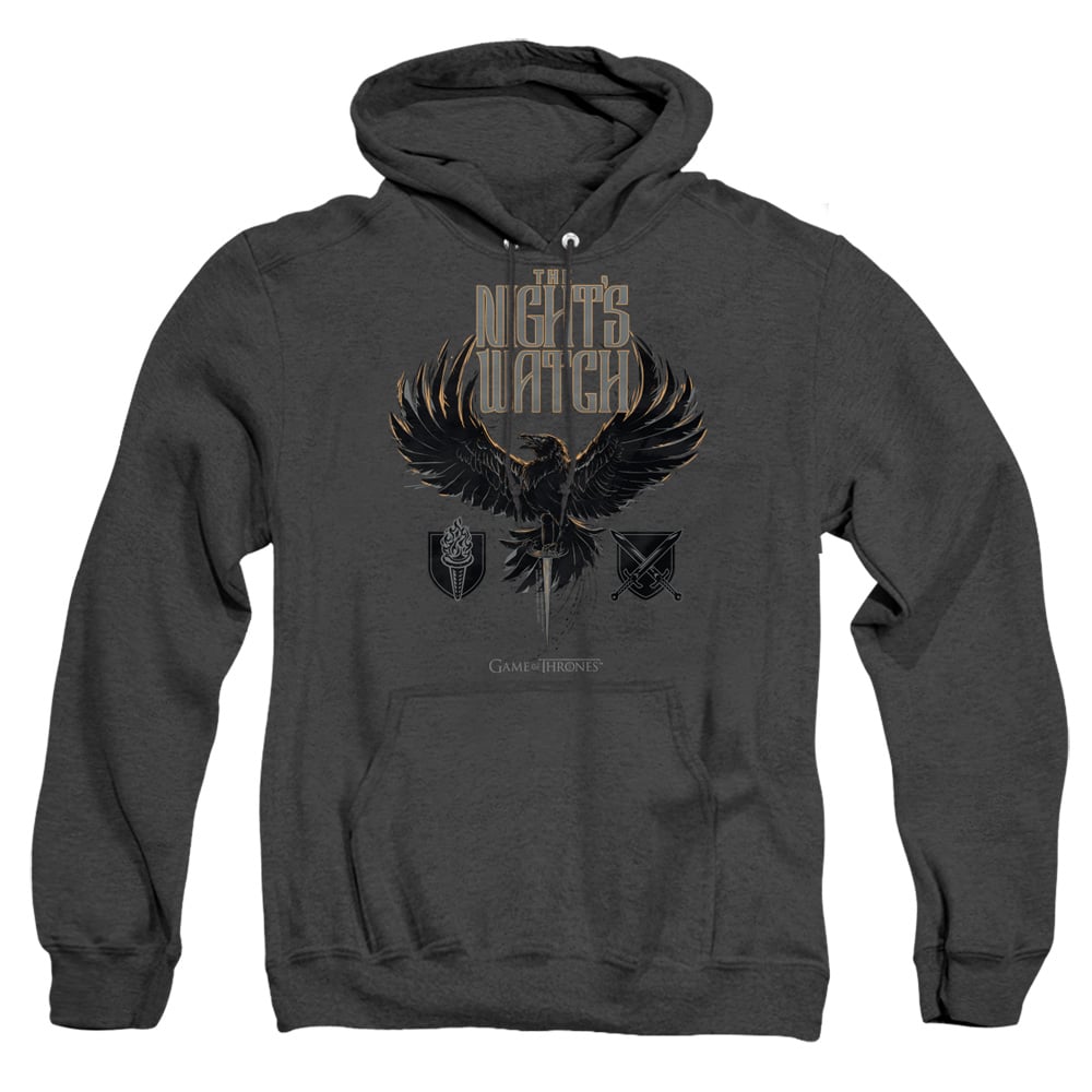 GOT160-AHH-3 Game of Thrones The Nights Watch Adult Heather Hoodie, Black - Large