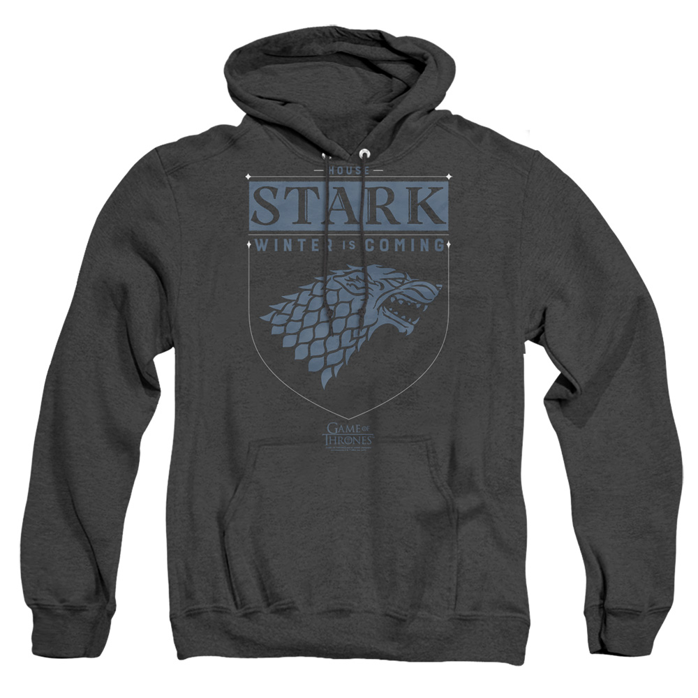 GOT163-AHH-5 Game of Thrones House Stark Sigil Adult Heather Hoodie, Black - 2X