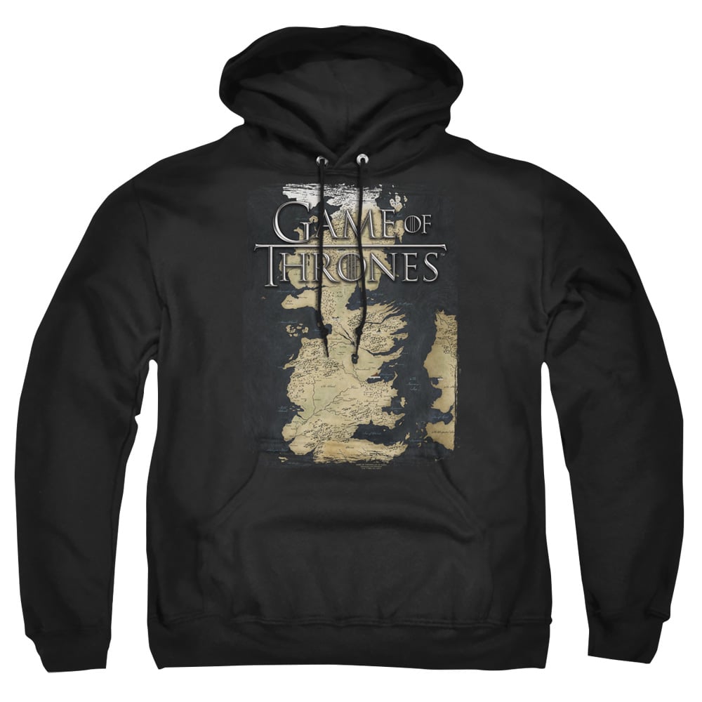 GOT132-AFTH-5 Game of Thrones Series Map Adult Pullover Hoodie, Black - 2X