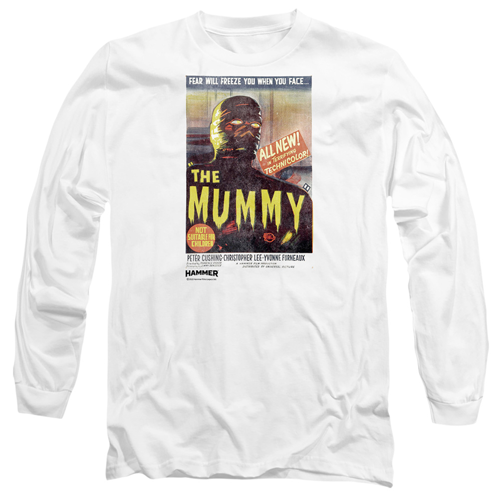 HHOH10009-AL-6 Hammer House of Horror The Mummy Adult Long Sleeve T-Shirt, White - 3X