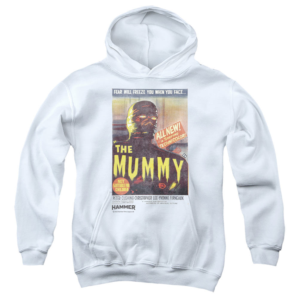 HHOH10009-YFTH-1 Hammer House of Horror The Mummy Youth Hooded Sweatshirt, White - Small