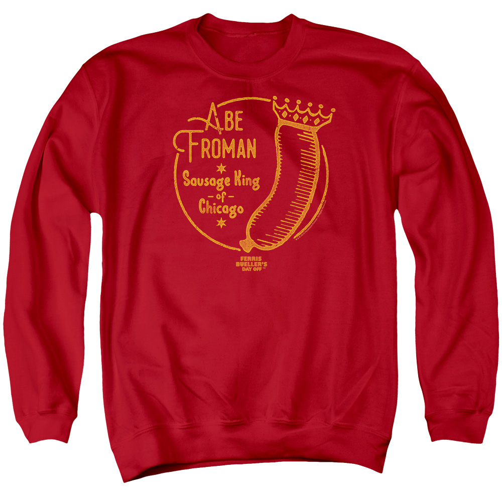 PAR619-AS-2 Ferris Bueller Abe Froman Adult Crewneck Sweatshirt, Red - Medium