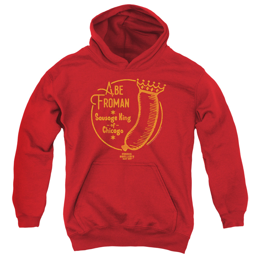 PAR619-YFTH-2 Ferris Bueller Abe Froman Youth Hooded Sweatshirt, Red - Medium