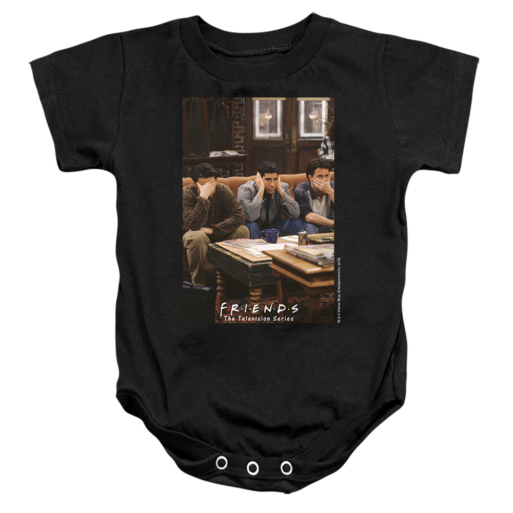 WBT812-SS-2 Friends Hear Speak See No Evil Infant Snapsuit, Black - Medium - 12 Month