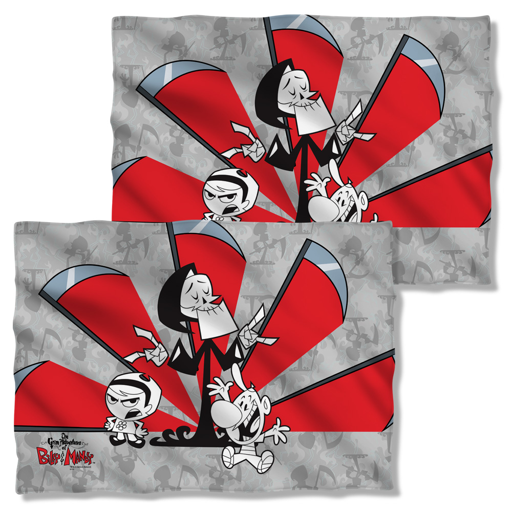 CN413FB-PLO1-0 Grim Adventures of Billy & Mandy Times Up Front & Back Print Pillow Case, White - 20 x 28 in.