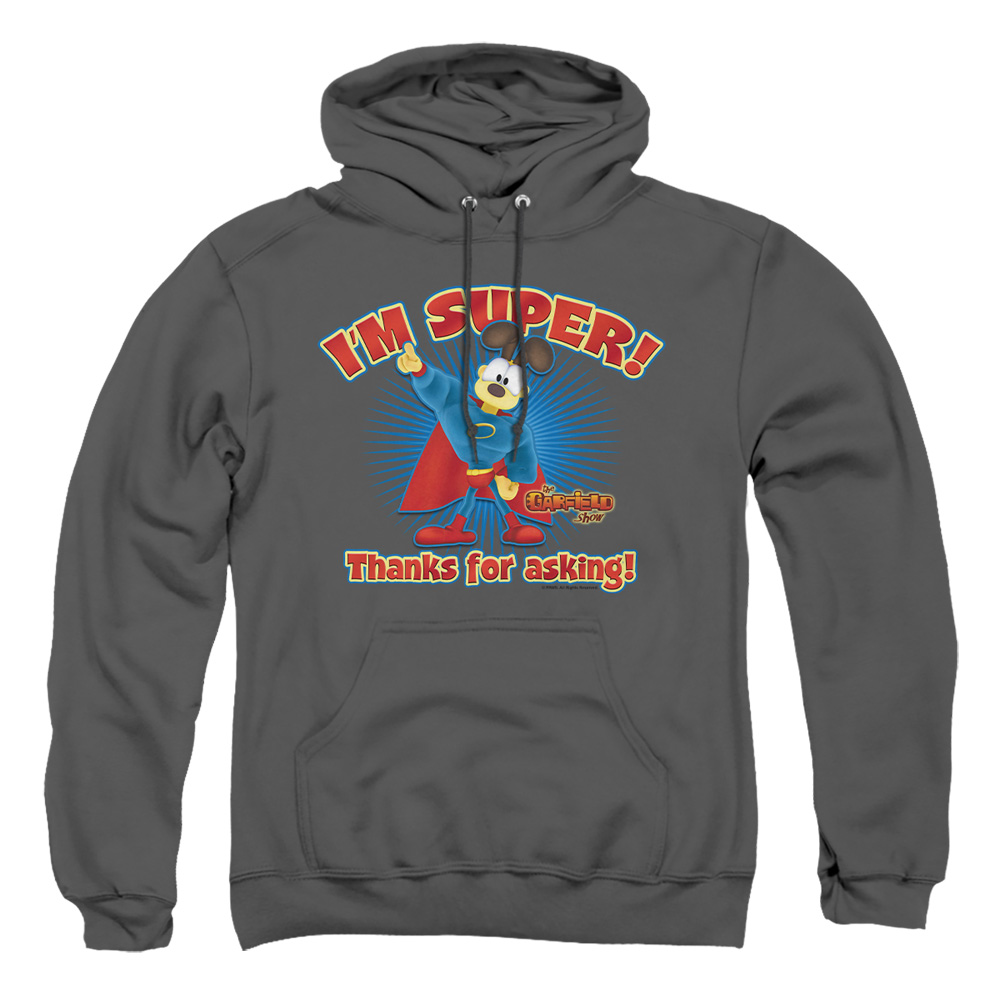 GAR464-AFTH-6 Garfield Super Adult Pullover Hoodie, Charcoal - 3X