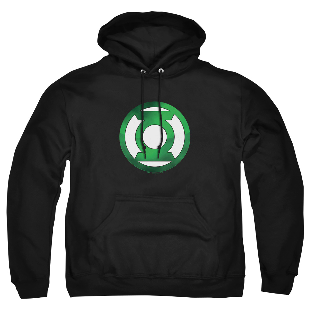 GL123-AFTH-8 Green Lantern Chrome Logo Adult Pullover Hoodie, Black - 5X