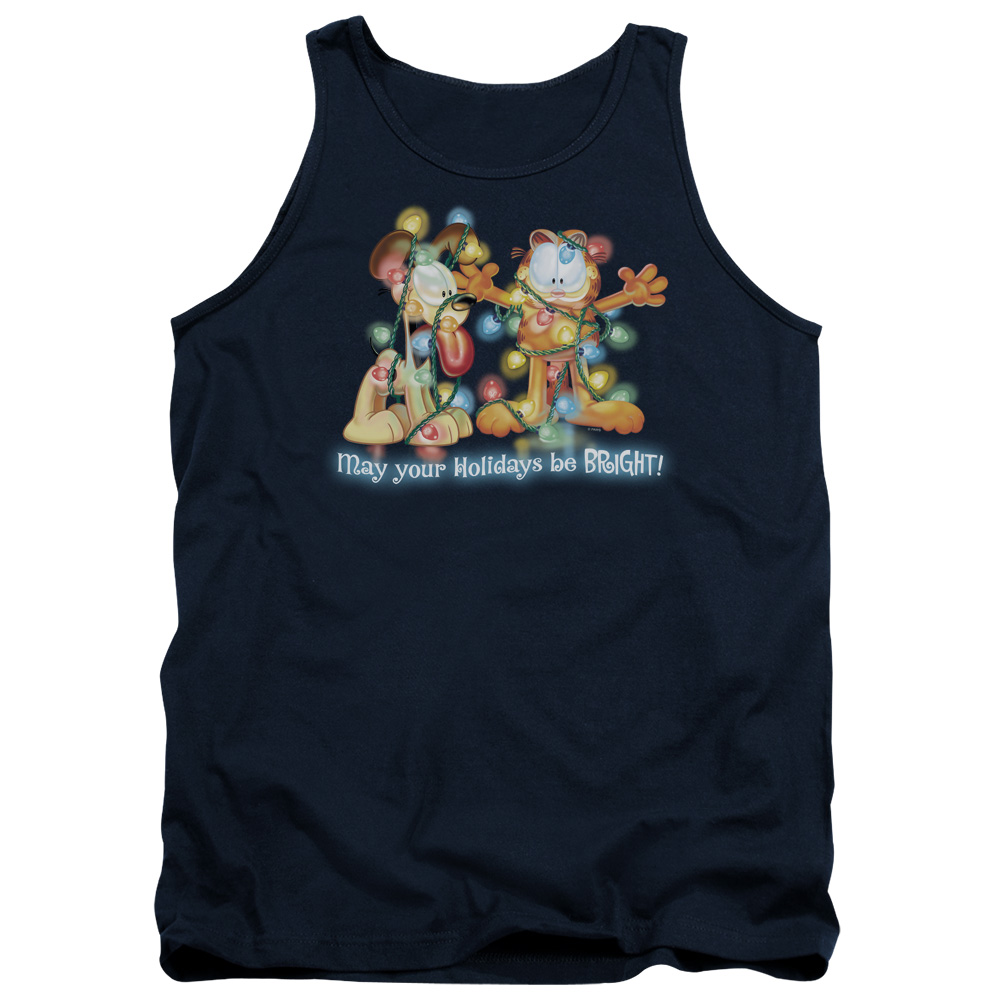 GAR314-TK-2 Garfield Bright Holidays Adult Tank Top, Navy - Medium