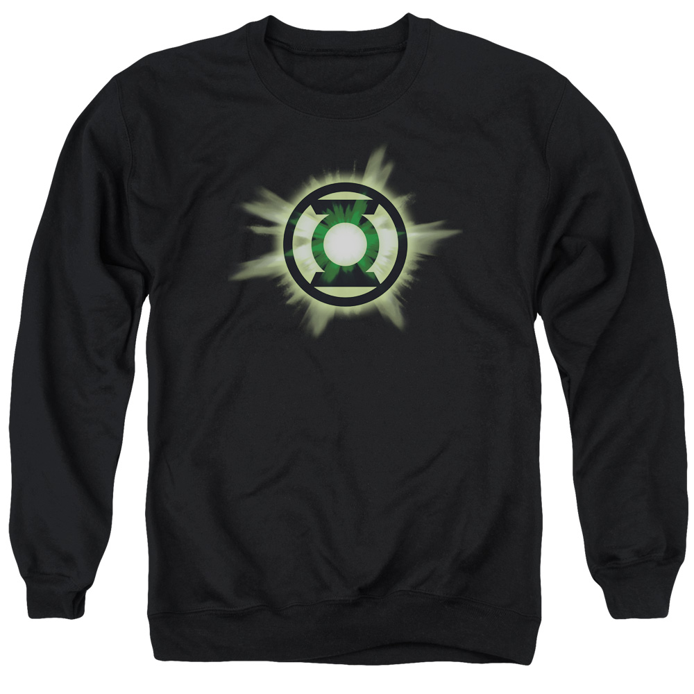 GL291-AS-2 Green Lantern Glow Adult Crewneck Sweatshirt, Black - Medium