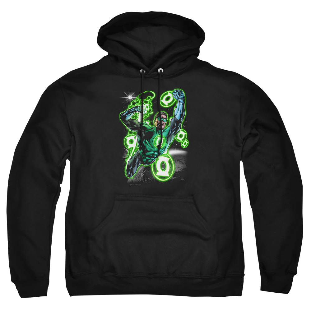 GL310-AFTH-8 Green Lantern Earth Sector Adult Pullover Hoodie, Black - 5X
