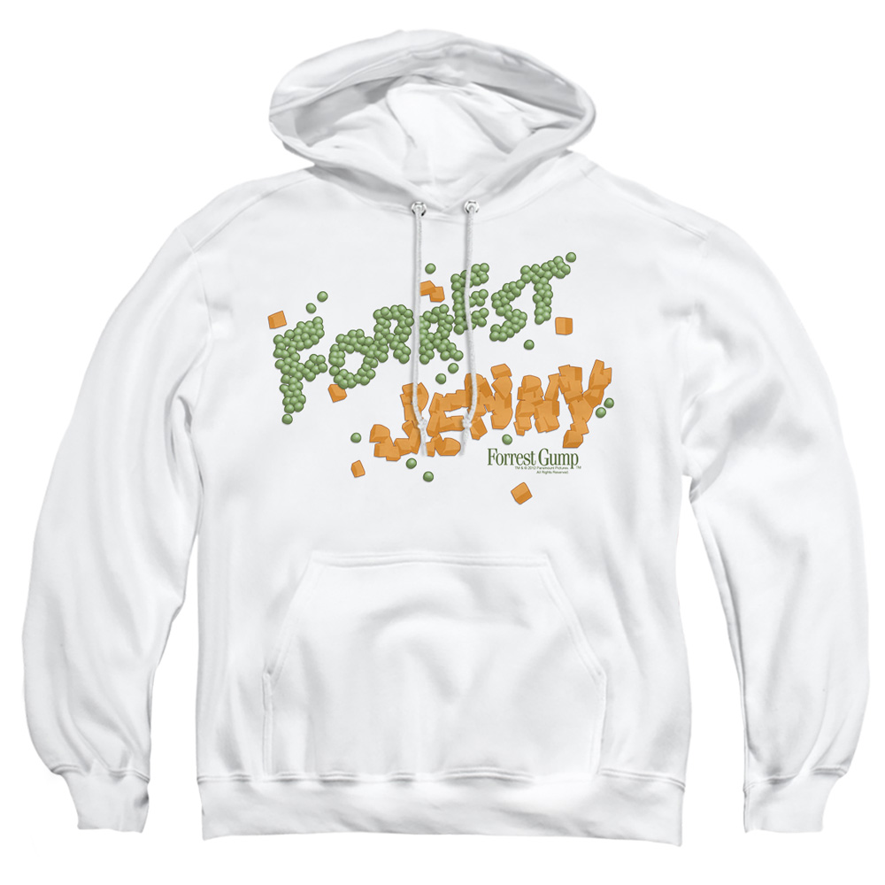 PAR478-AFTH-5 Forrest Gump Peas & Carrots Adult Pullover Hoodie, White - 2X