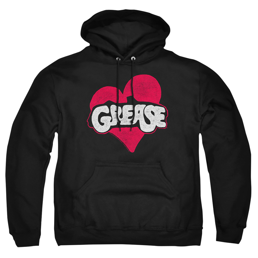 PAR484-AFTH-7 Grease Heart Adult Pullover Hoodie, Black - 4X
