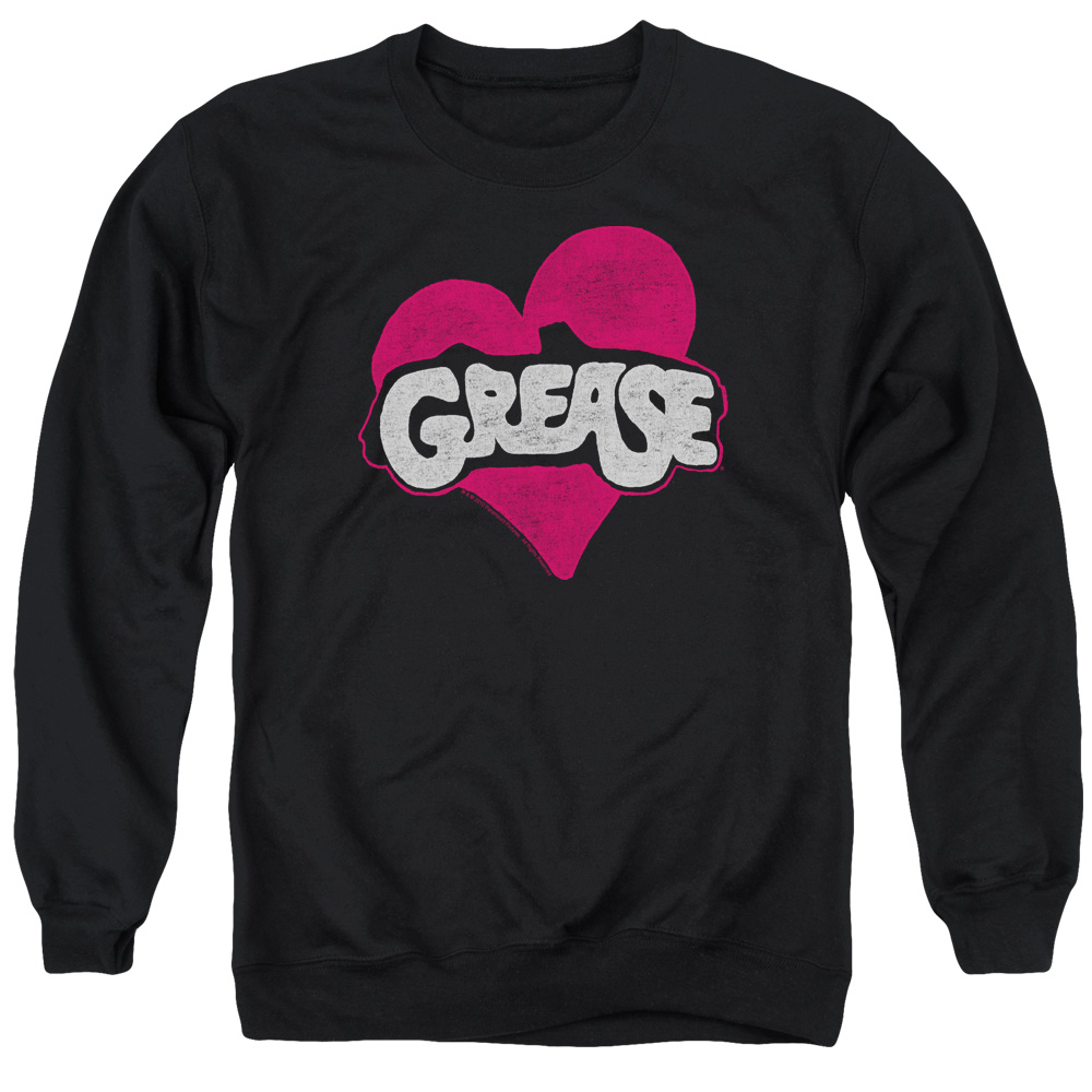 PAR484-AS-2 Grease Heart Adult Crewneck Sweatshirt, Black - Medium