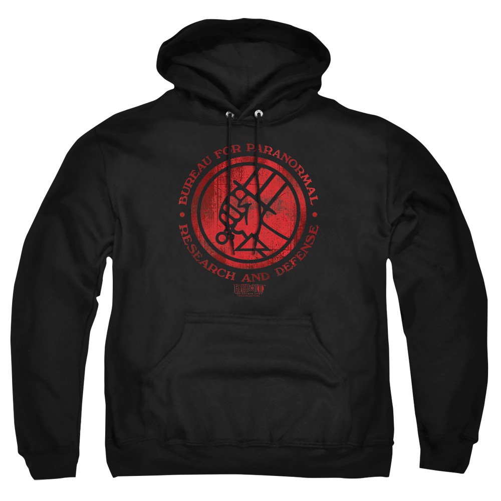 UNI133-AFTH-2 Hellboy II BPRD Logo Adult Pullover Hoodie, Black - Medium