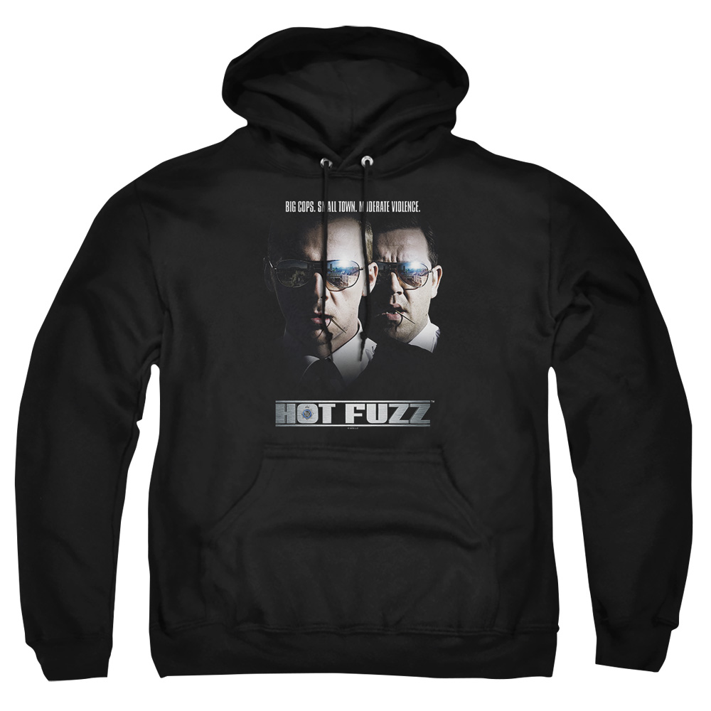 UNI165-AFTH-1 Hot Fuzz Big Cops Adult Pullover Hoodie, Black - Small