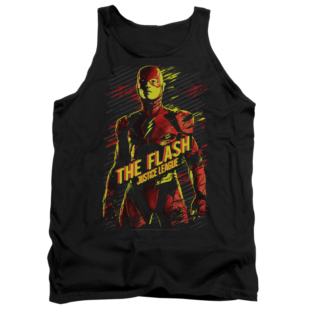 JLM105-TK-2 Justice League Movie The Flash Adult Tank Top, Black - Medium