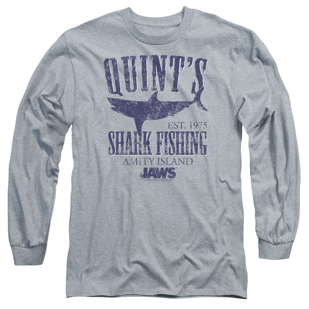 UNI413-AL-2 Jaws Quints Adult Long Sleeve T-Shirt, Athletic Heather - Medium