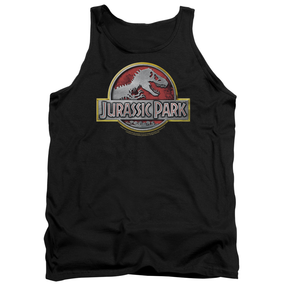 UNI134-TK-2 Jurassic Park Logo Adult Tank Top, Black - Medium