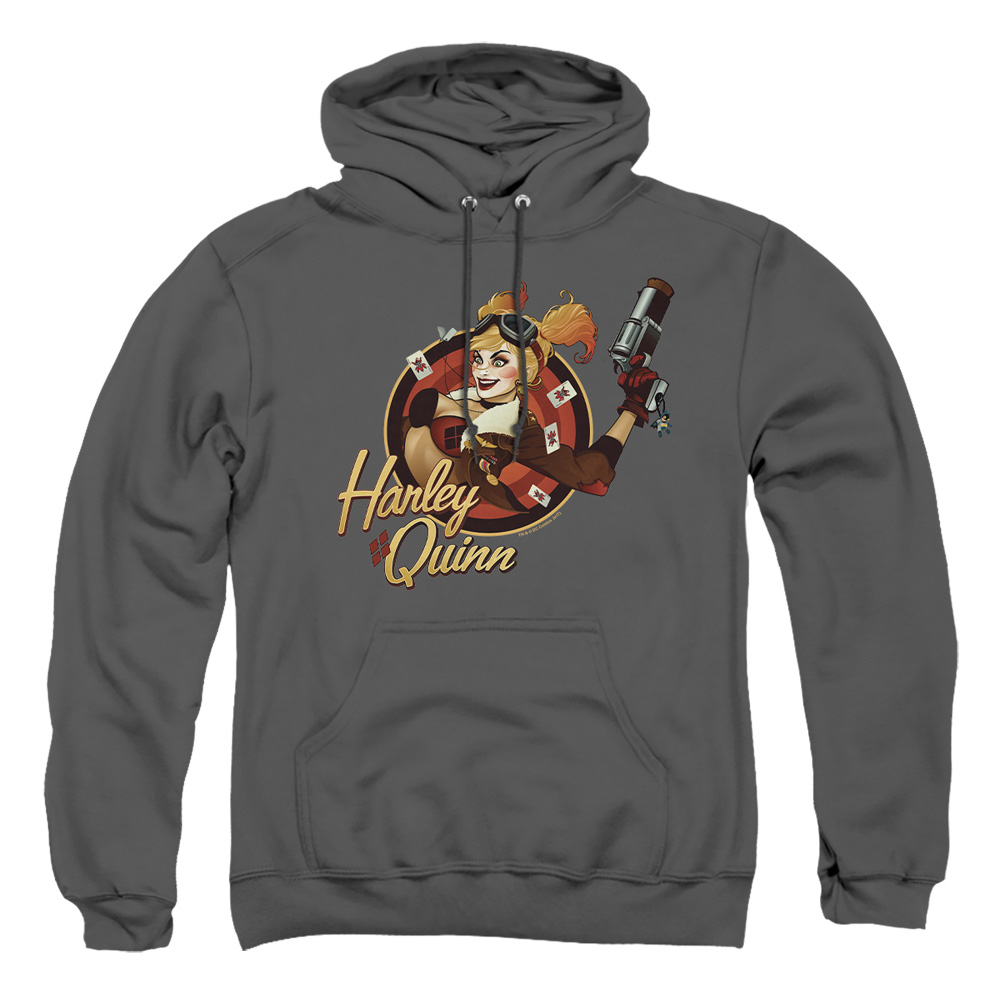 JLA637-AFTH-1 JLA Harley Bomber Adult Pullover Hoodie, Charcoal - Small