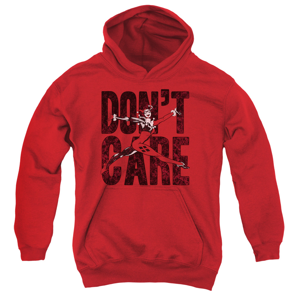 JLA807-YFTH-2 JLA Dont Care Youth Hooded Sweatshirt, Red - Medium