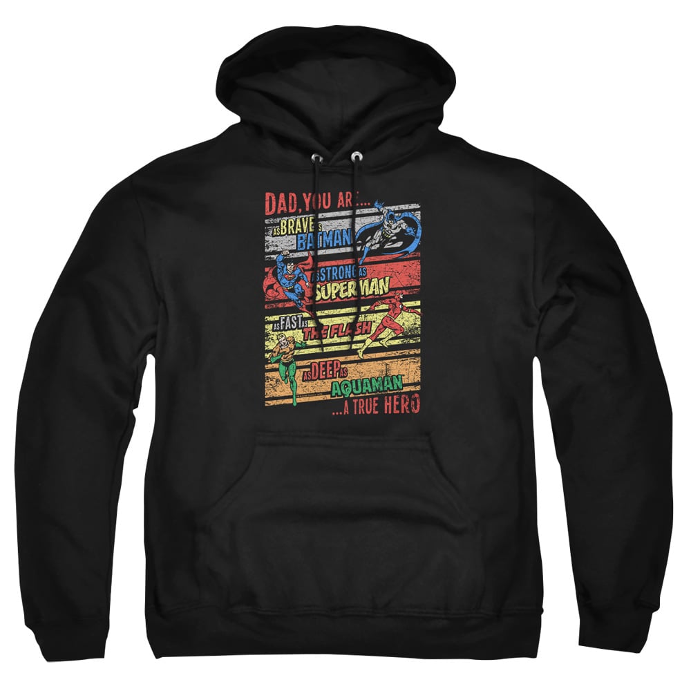 JLA812-AFTH-5 JLA A True Hero Adult Pullover Hoodie, Black - 2X