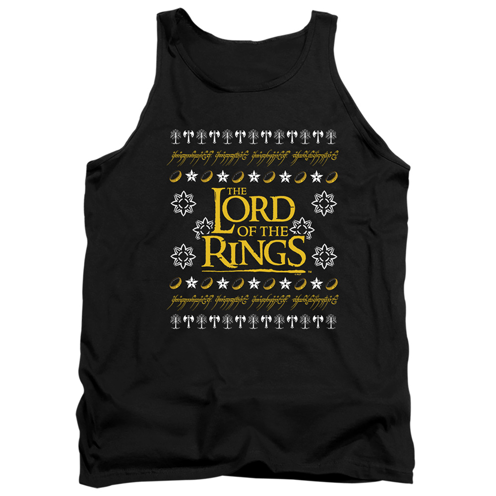 LOR10000-TK-2 Lord of The Rings Ugly Christmas Logo Adult Tank Top, Black - Medium