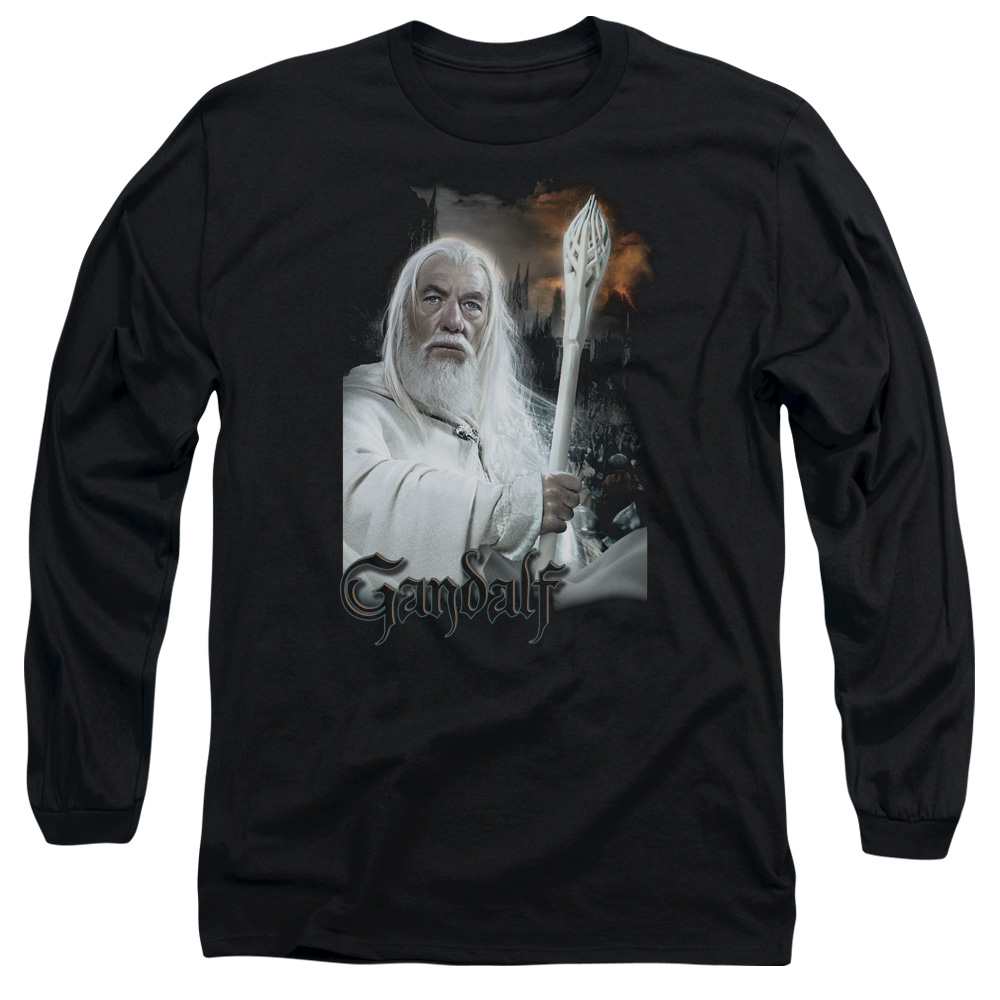 LOR3012-AL-6 Lord of The Rings Gandalf Adult Long Sleeve T-Shirt, Black - 3X