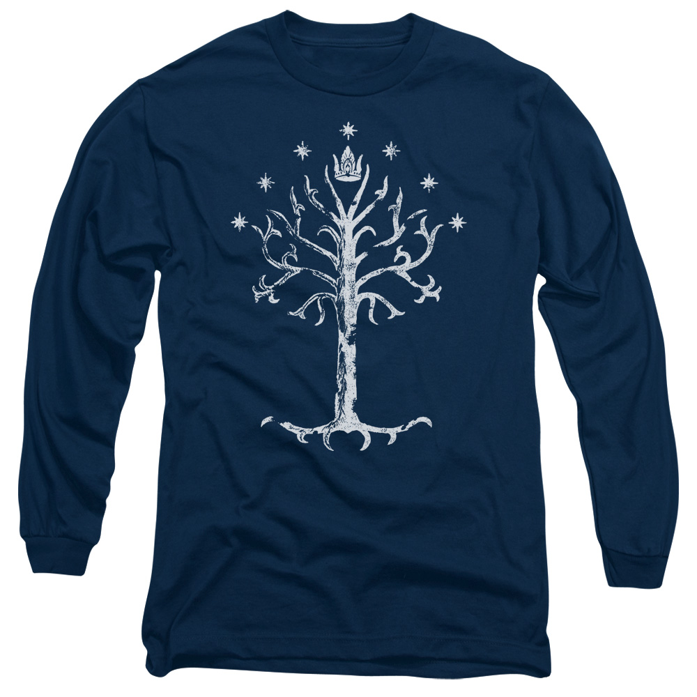 LOR3014-AL-6 Lord of The Rings Tree of Gondor Adult Long Sleeve T-Shirt, Navy - 3X