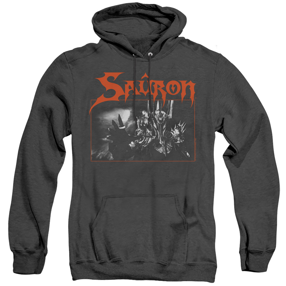 LOR1152-AHH-3 Lord of The Rings Sauron Adult Heather Hoodie, Black - Large