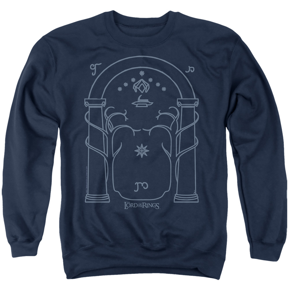 LOR1204-AS-4 Lord of The Rings The Mellon Adult Crewneck Sweatshirt, Navy - Extra Large