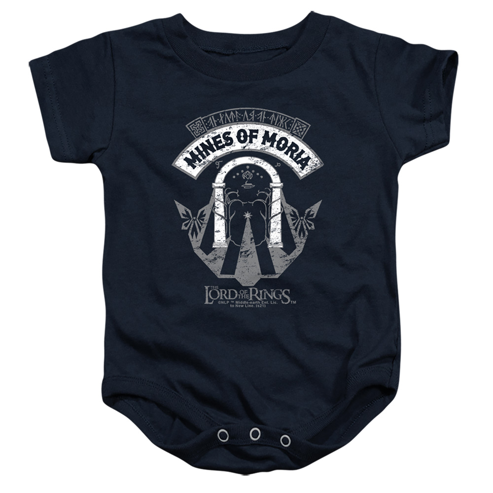 LOR1207-SS-2 Lord of The Rings Mines of Moria Infant Snapsuit, Navy - Medium - 12 Month