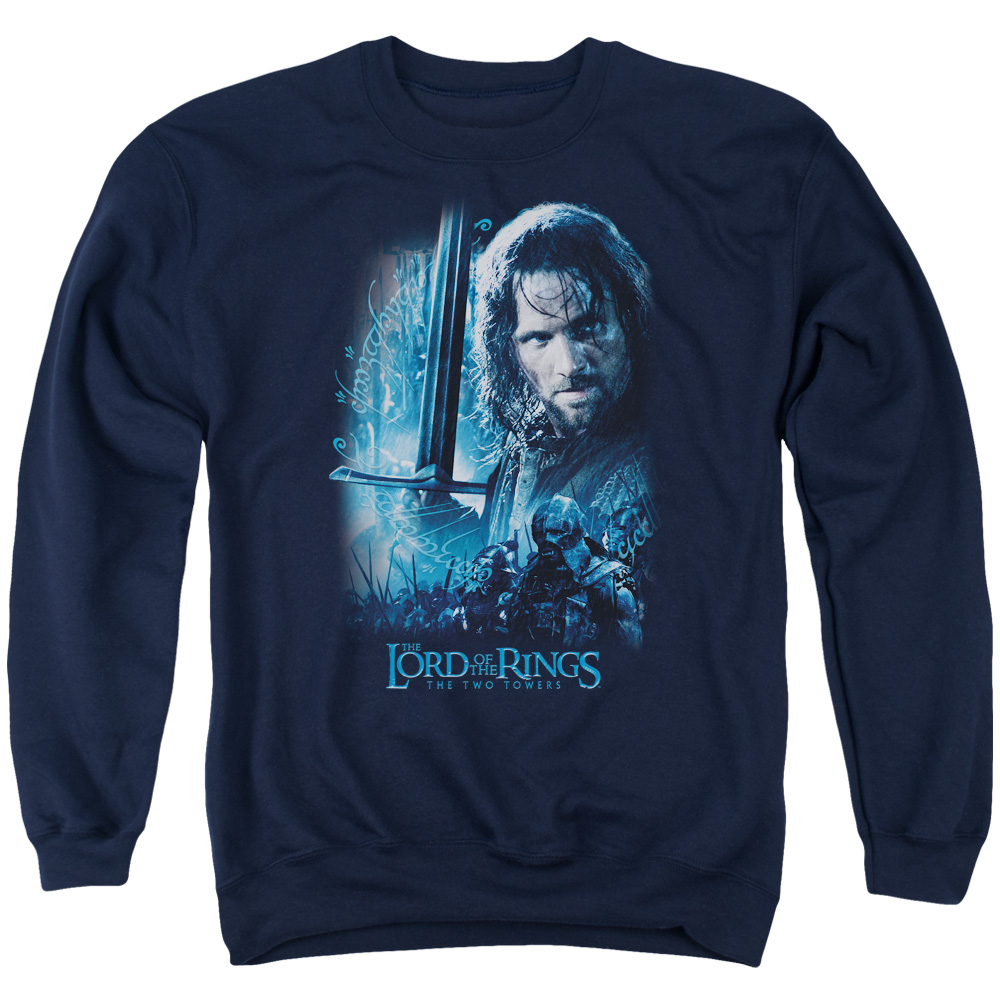 LOR2006-AS-1 Lord of The Rings King In The Making Adult Crewneck Sweatshirt, Navy - Small