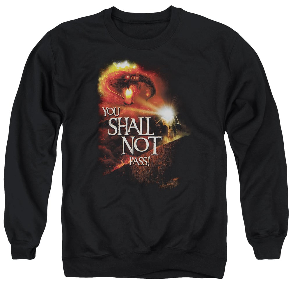 LOR1004-AS-4 Lord of The Rings You Shall Not Pass Adult Crewneck Sweatshirt, Black - Extra Large
