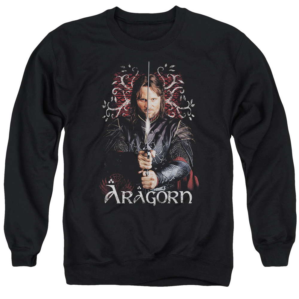 LOR3004-AS-5 Lord of The Rings Aragorn Adult Crewneck Sweatshirt, Black - 2X