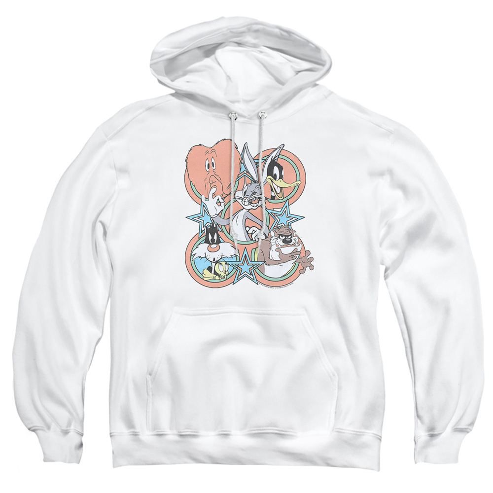 LT287-AFTH-5 Looney Tunes Screen Stars Adult Pullover Hoodie, White - 2X