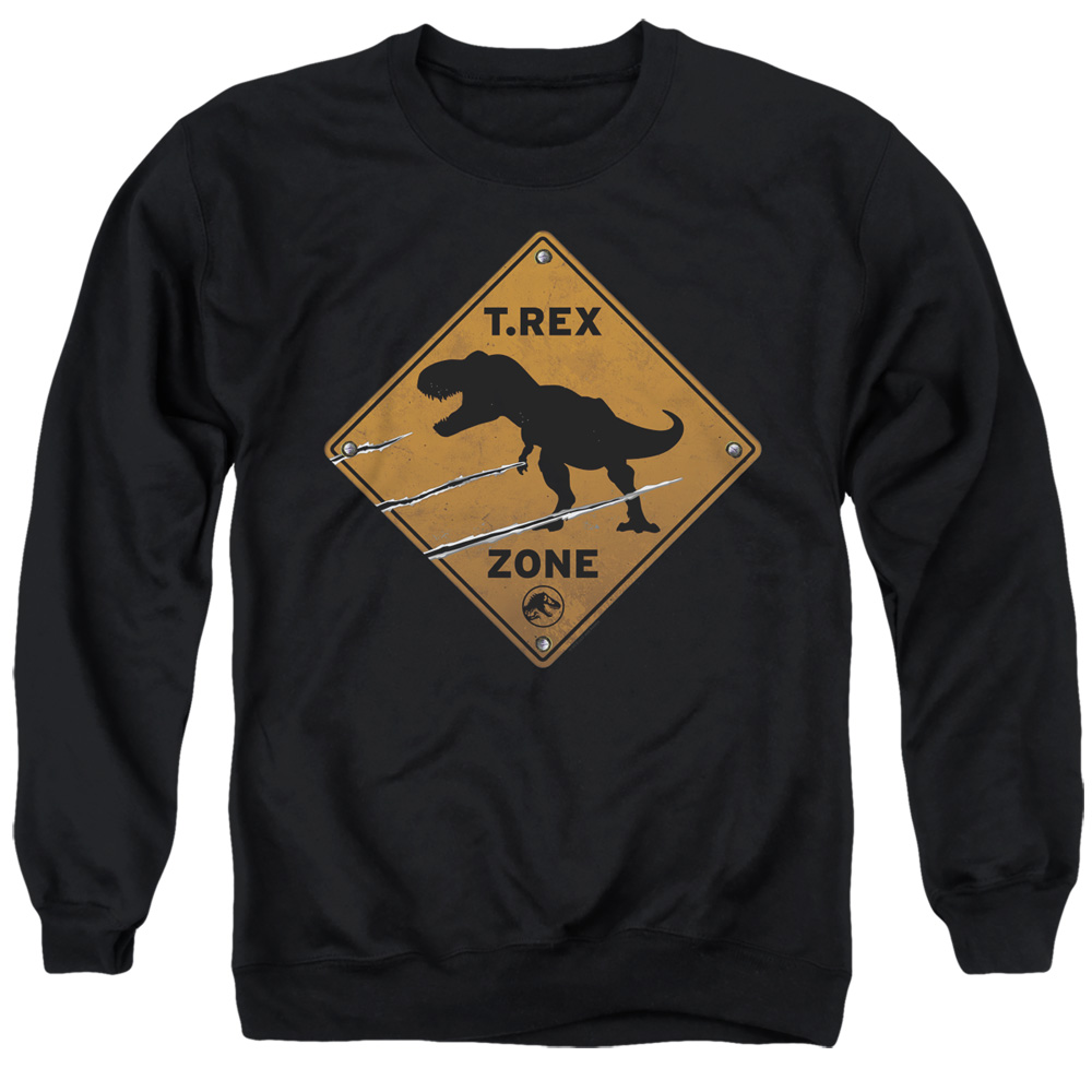 UNI2247-AS-2 Jurassic World Trex Zone Adult Crewneck Sweatshirt, Black - Medium