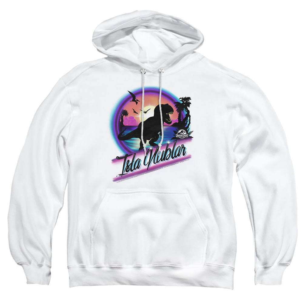UNI1106-AFTH-2 Jurassic Park Prehistoric Walk Adult Pullover Hoodie, White - Medium