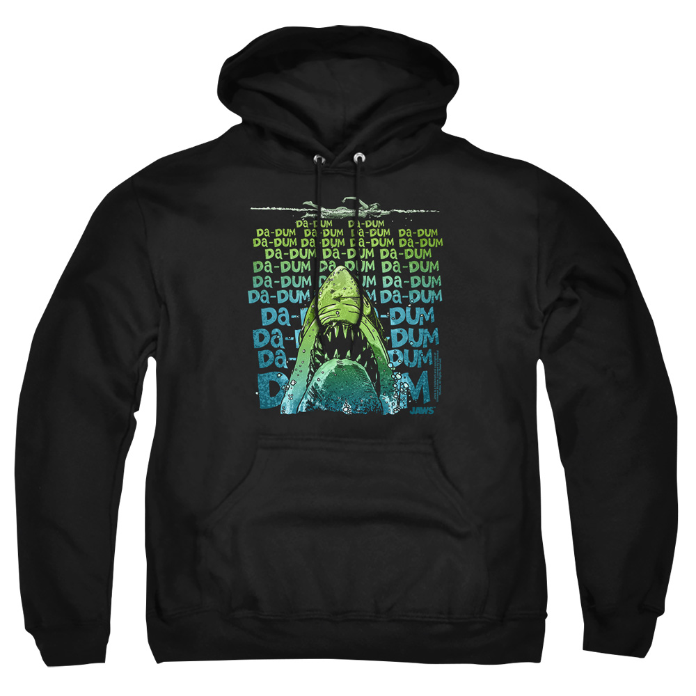 UNI1093B-AFTH-3 Jaws Da Dum Adult Pullover Hoodie, Black - Large