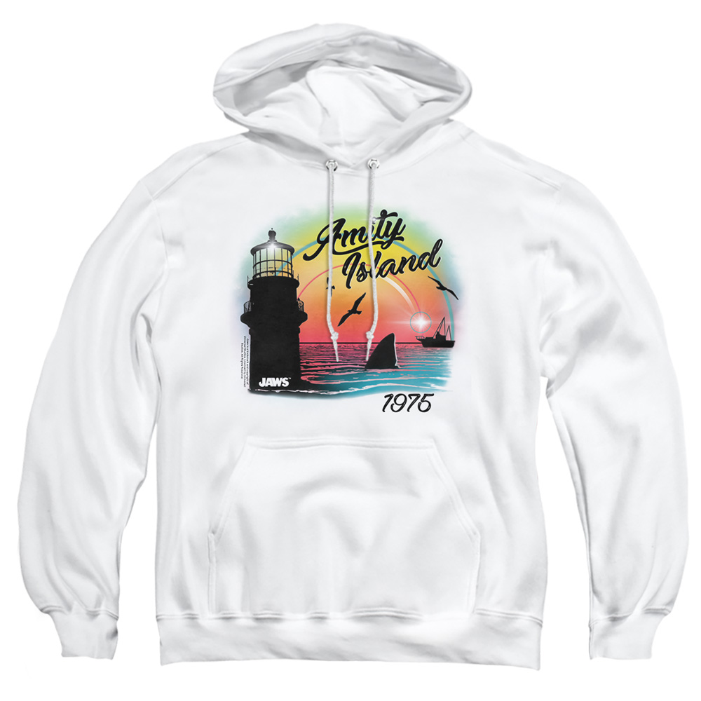 UNI1095-AFTH-1 Jaws Amity Island Adult Pullover Hoodie, White - Small