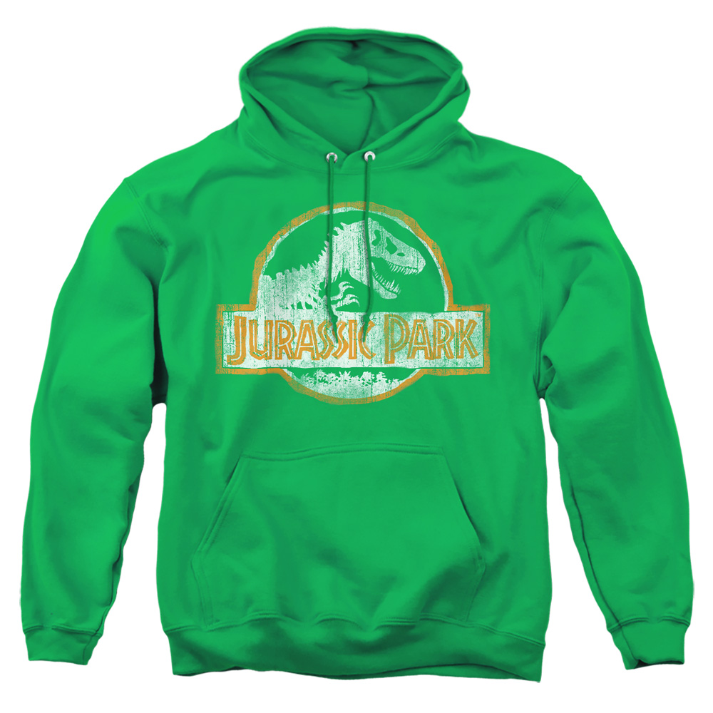 UNI513-AFTH-2 Jurassic Park JP Orange Adult Pullover Hoodie, Kelly Green - Medium