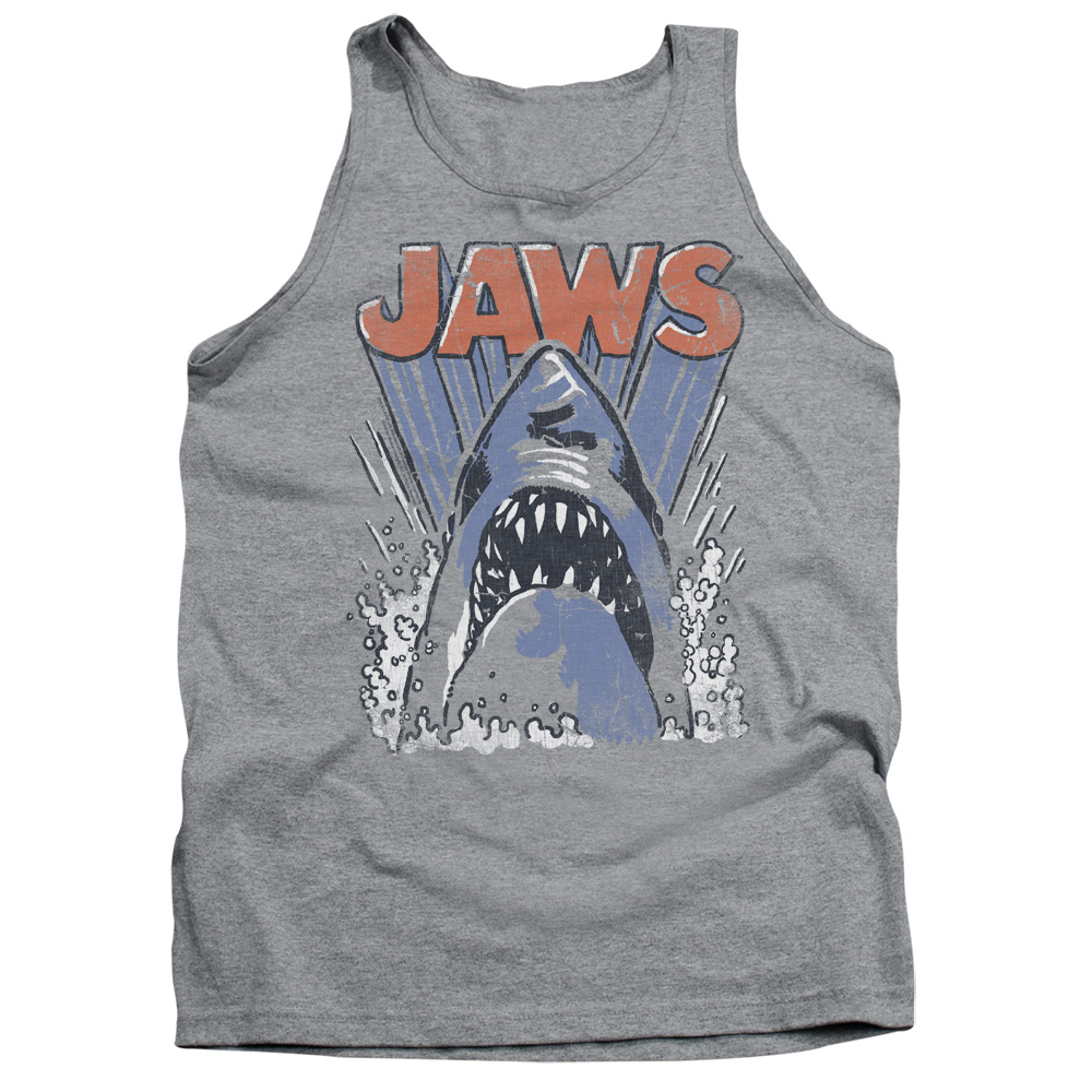 UNI720-TK-1 Jaws Comic Splash Adult Tank Top, Athletic Heather - Small