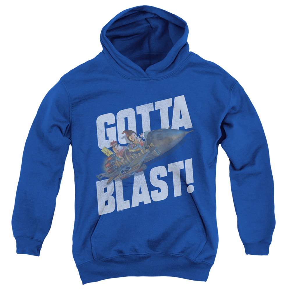 NICK792-YFTH-2 Jimmy Neutron Gotta Blast Youth Hooded Sweatshirt, Royal - Medium