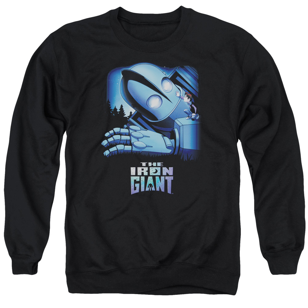 WBM439-AS-2 Iron Giant & Hogarth Adult Crewneck Sweatshirt, Black - Medium