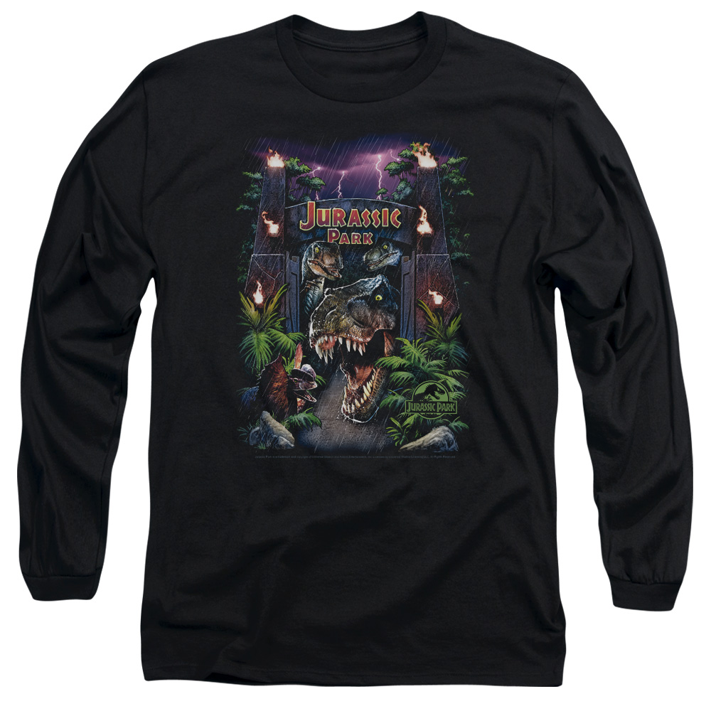 UNI282-AL-5 Jurassic Park Welcome to The Park Adult Long Sleeve T-Shirt, Black - 2X