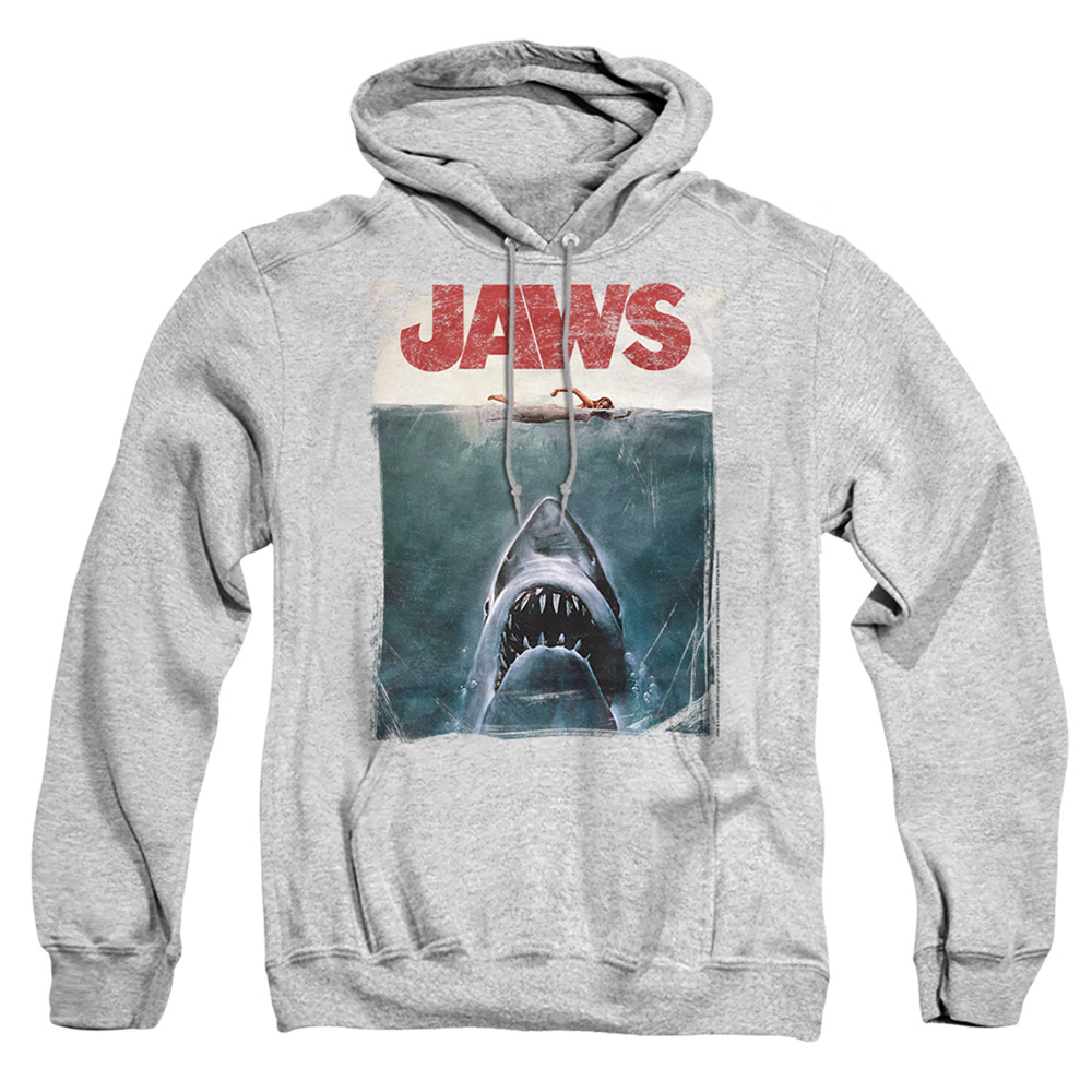 UNI317C-AFTH-6 Jaws Title Adult Pullover Hoodie, Athletic Heather - 3X